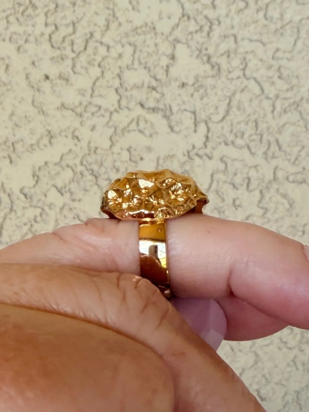 Flawless Textured Concave Gold Dome Cocktail Ring